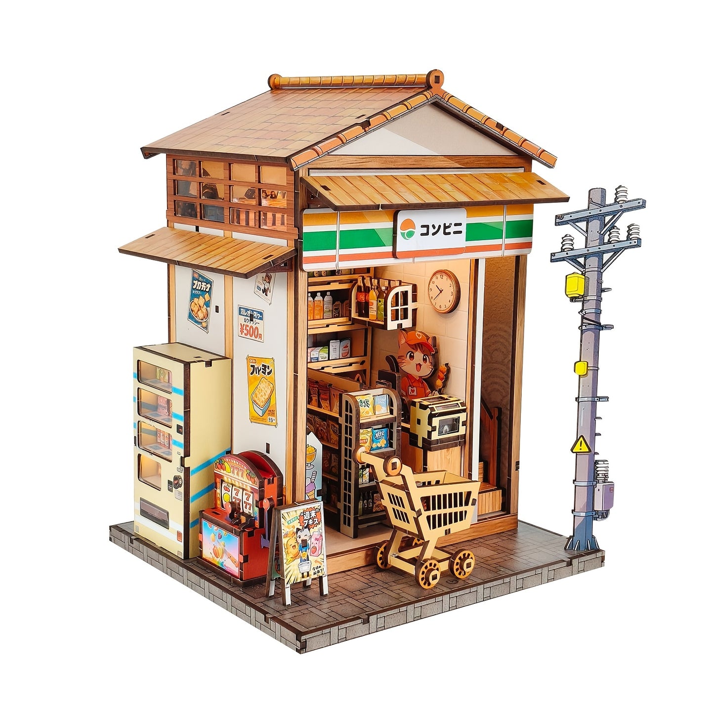 3D wooden puzzle model book stand in Sakura Vine Lane convenience store