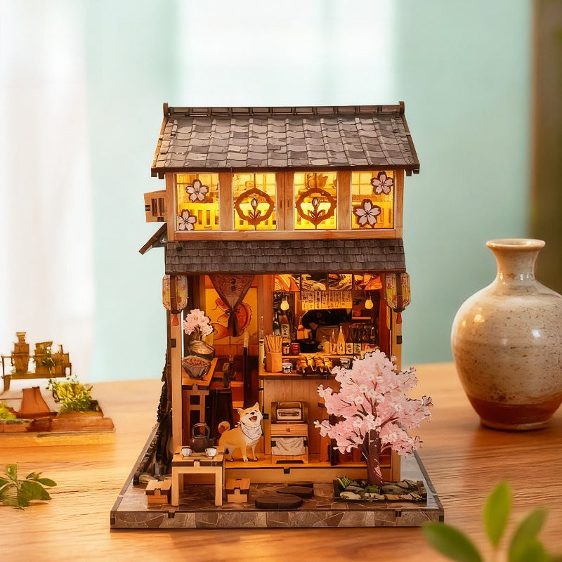 DIY 3D Book Nook Kit – Yakitori Shop (Miniature Dollhouse Style); 3D Architectural Model & Puzzle Bookend Insert; Hand-assembled Miniature Diorama; Educational 3D Puzzle; Perfect Gift for Family and Friends for Birthdays, Back-to-School, Autumn Festi