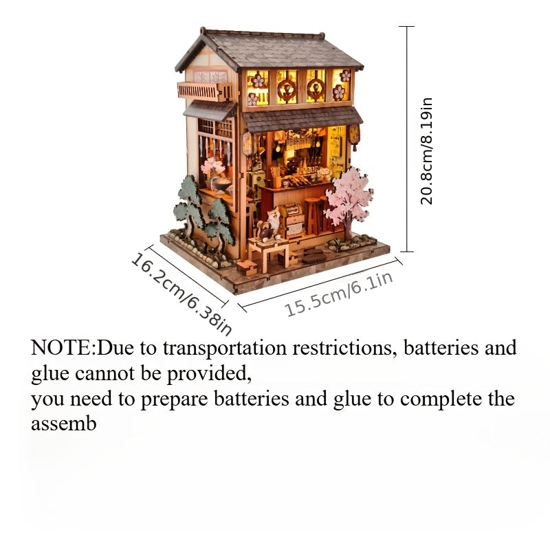 DIY 3D Book Nook Kit – Yakitori Shop (Miniature Dollhouse Style); 3D Architectural Model & Puzzle Bookend Insert; Hand-assembled Miniature Diorama; Educational 3D Puzzle; Perfect Gift for Family and Friends for Birthdays, Back-to-School, Autumn Festi