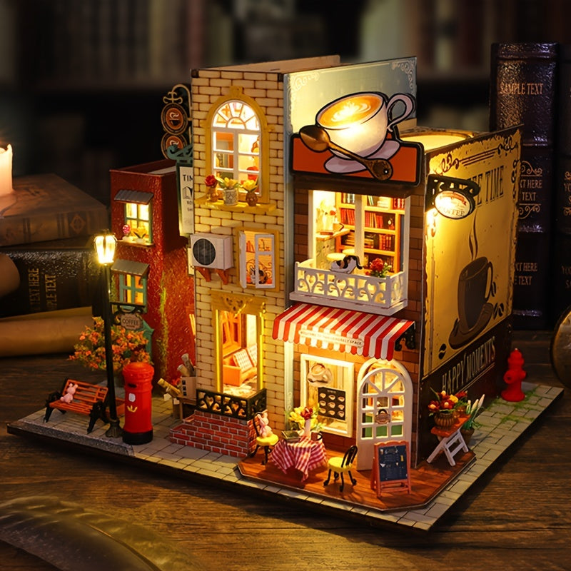 Mini model scene, 3D three-dimensional puzzle, DIY hut hand-assembled villa street view set creative gift