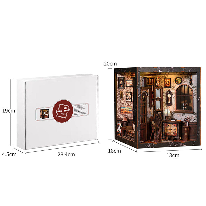DIY 3D Bookend Kit, Book Nook Kit, DIY Miniature Dollhouse Bookend Kit - European Music Box, 3D Building Model Kit, 3D Puzzle Bookend, Insert Decoration, DIY Miniature Bookend Craft Model, 3D Educational Miniature Bookend House, Birthday Gift for Fam