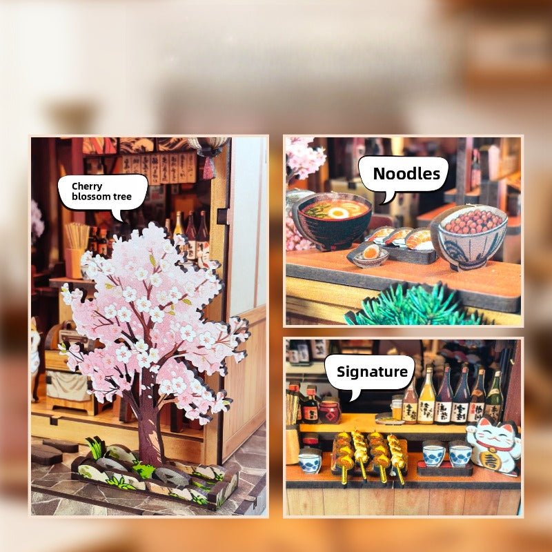 DIY 3D Book Nook Kit – Yakitori Shop (Miniature Dollhouse Style); 3D Architectural Model & Puzzle Bookend Insert; Hand-assembled Miniature Diorama; Educational 3D Puzzle; Perfect Gift for Family and Friends for Birthdays, Back-to-School, Autumn Festi