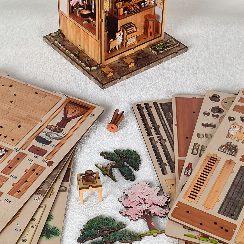 DIY 3D Book Nook Kit – Yakitori Shop (Miniature Dollhouse Style); 3D Architectural Model & Puzzle Bookend Insert; Hand-assembled Miniature Diorama; Educational 3D Puzzle; Perfect Gift for Family and Friends for Birthdays, Back-to-School, Autumn Festi