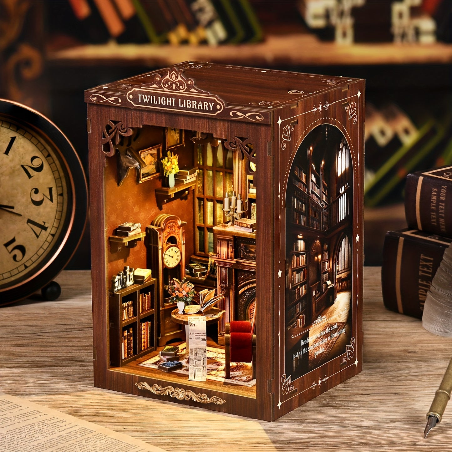 3D bookend, wooden 3D puzzle, glow-in-the-dark bookcase, DIY craft, gift for teenagers and adults, suitable for ages 14 and up, local delivery.