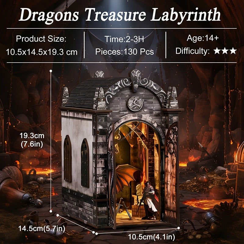 3D Wooden DIY Puzzle Set (with LED Light), Desktop Ornament, Dragon Theme, Adult Toy, Creative Gift, Exquisite Decoration, Adult Stress Relief Toy, Easter Gift