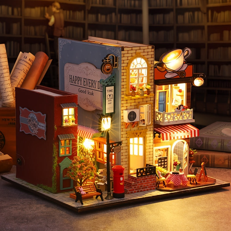 Mini model scene, 3D three-dimensional puzzle, DIY hut hand-assembled villa street view set creative gift