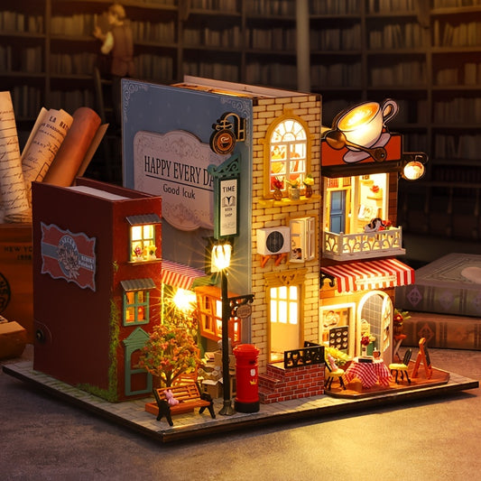 Mini model scene, 3D three-dimensional puzzle, DIY hut hand-assembled villa street view set creative gift