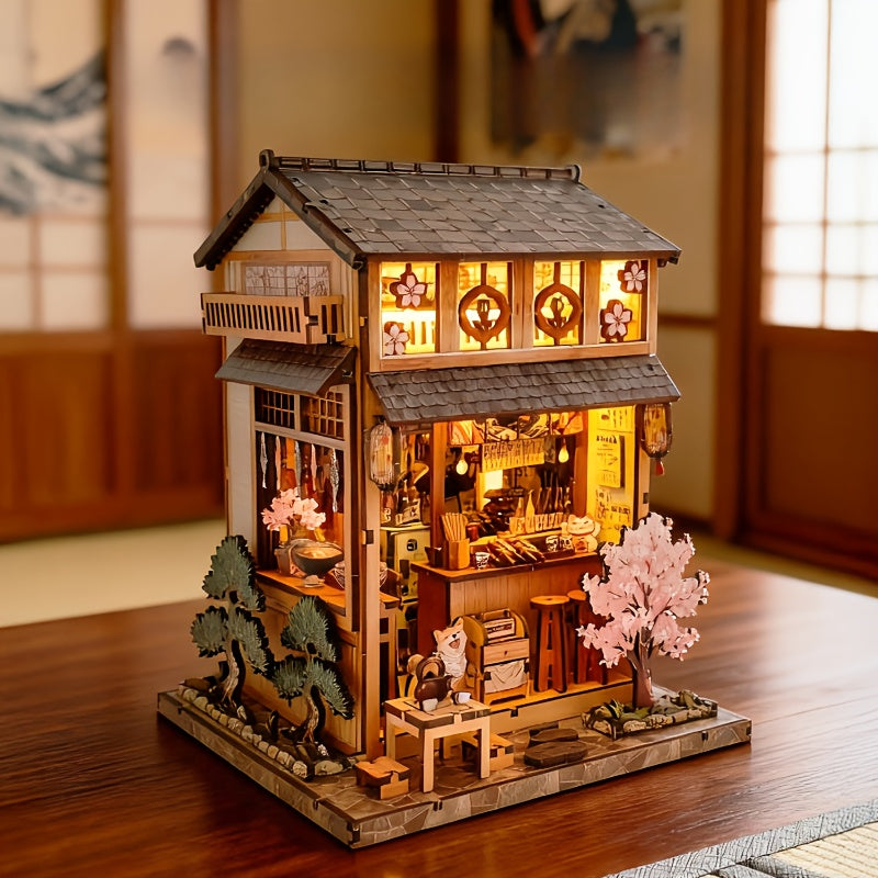 DIY 3D Book Nook Kit – Yakitori Shop (Miniature Dollhouse Style); 3D Architectural Model & Puzzle Bookend Insert; Hand-assembled Miniature Diorama; Educational 3D Puzzle; Perfect Gift for Family and Friends for Birthdays, Back-to-School, Autumn Festi