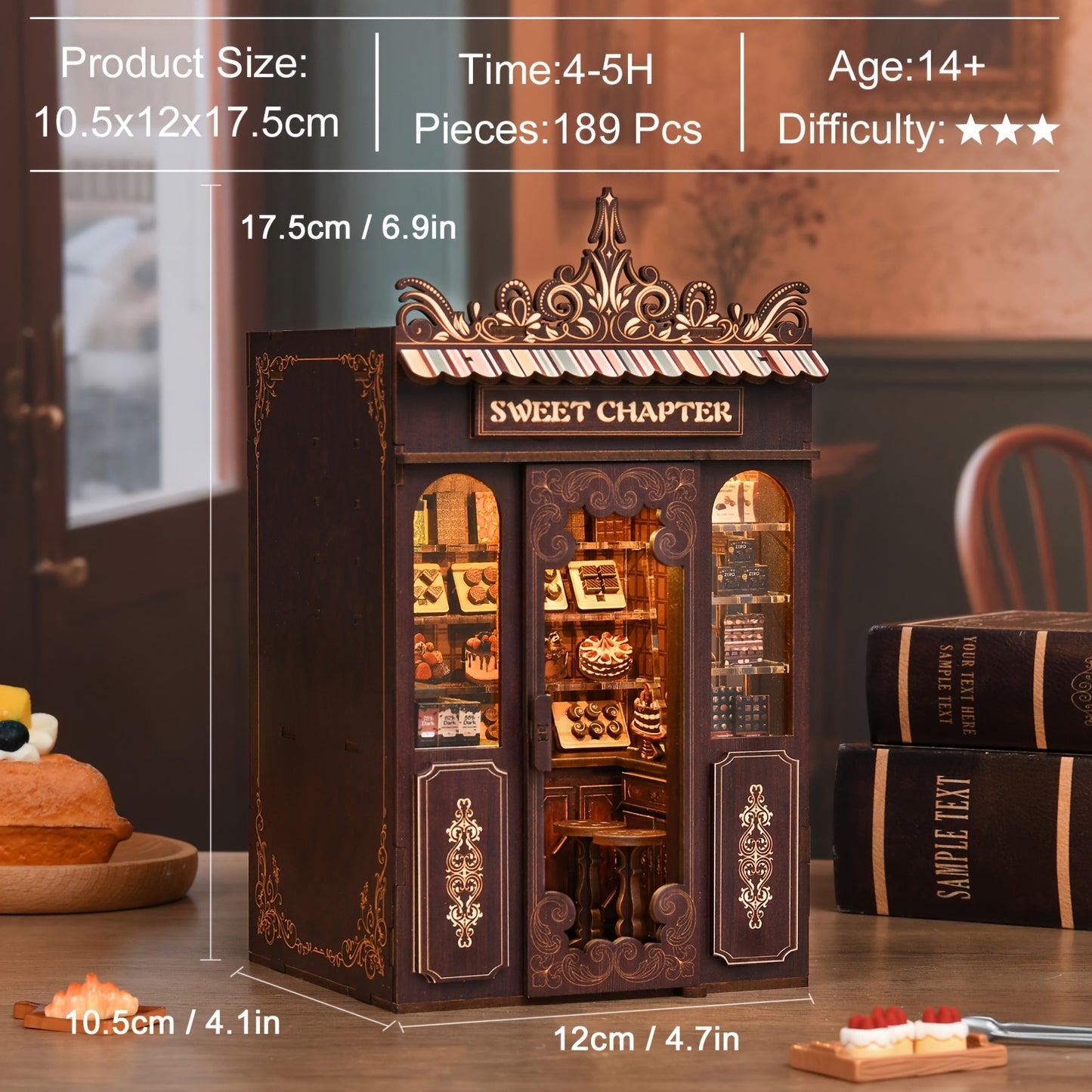 3D bookend, DIY wooden puzzle, sweet chapter bread house, bookshelf decoration, handmade gift for adults and teenagers, local delivery, Christmas gift, holiday gift, birthday gift for friends and family.