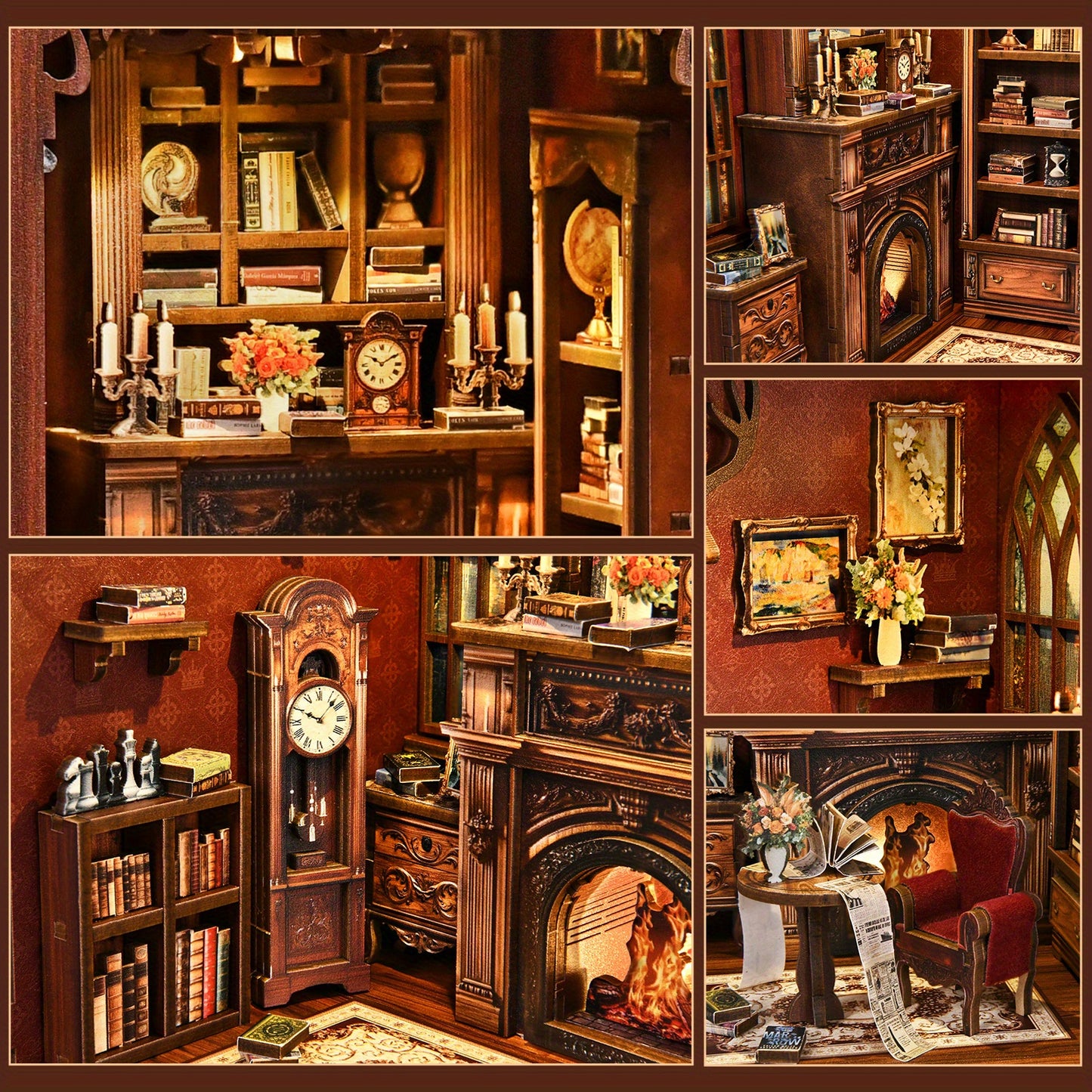 Twilight Library DIY 3D Book Nook Kit - Handmade Wooden Puzzle