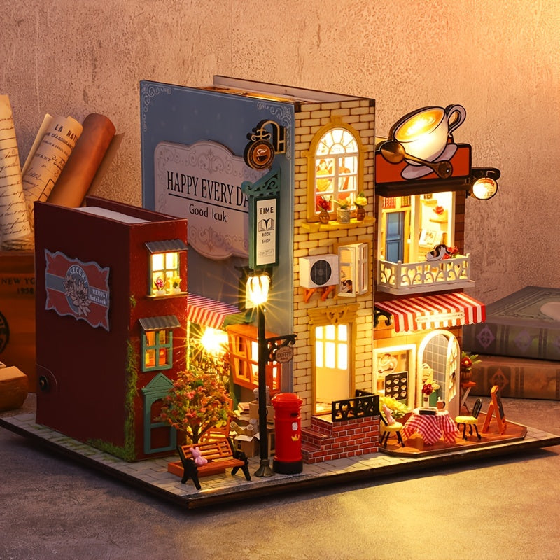 Mini model scene, 3D three-dimensional puzzle, DIY hut hand-assembled villa street view set creative gift