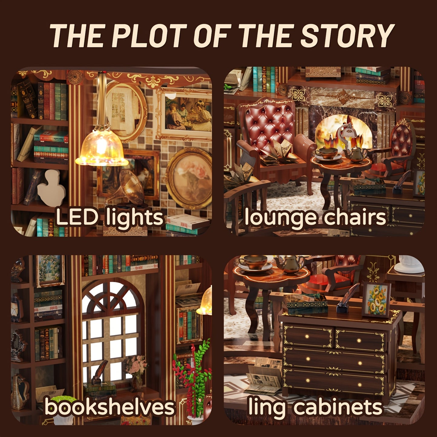 3D Wooden DIY Mini Puzzle Set with LED, perfect for decorating a corner of your study with a dollhouse or bookshelf, a small miniature house model craft kit, a creative gift for teenage boys and girls.