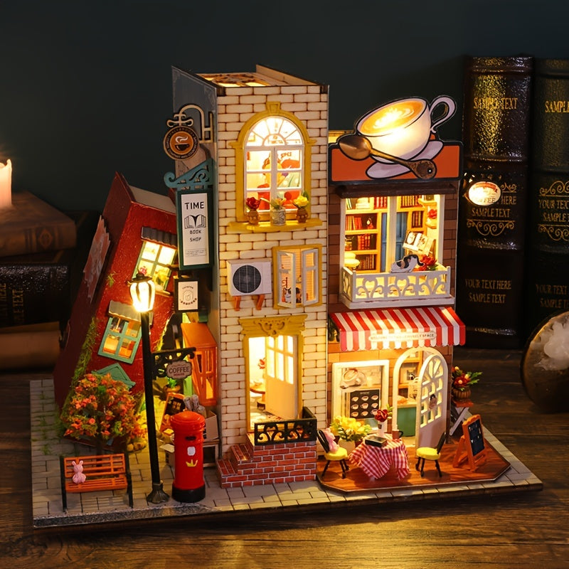 Mini model scene, 3D three-dimensional puzzle, DIY hut hand-assembled villa street view set creative gift