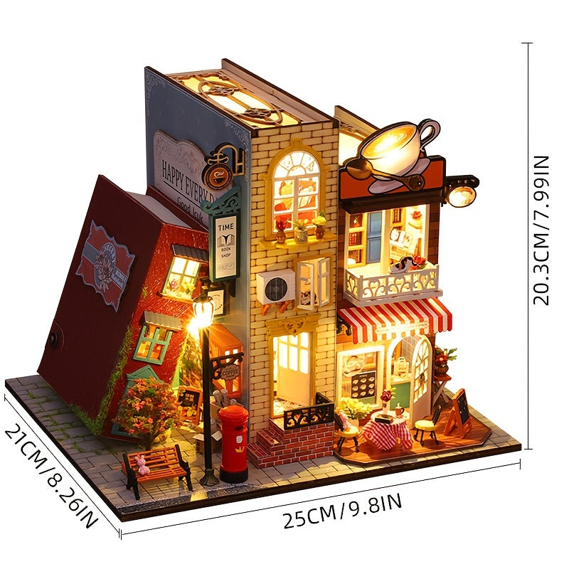 Mini model scene, 3D three-dimensional puzzle, DIY hut hand-assembled villa street view set creative gift
