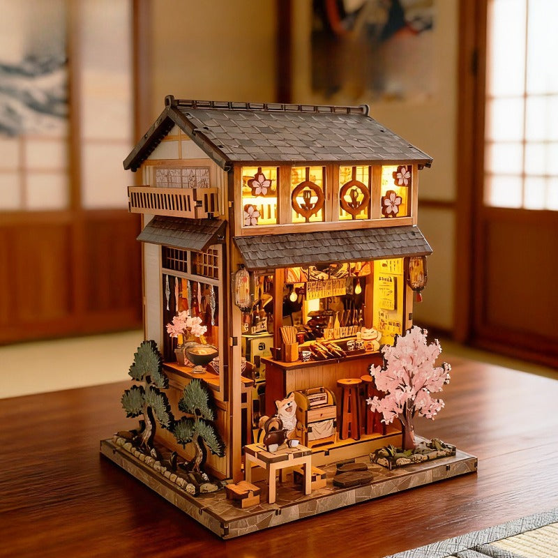 DIY 3D Book Nook Kit – Yakitori Shop (Miniature Dollhouse Style); 3D Architectural Model & Puzzle Bookend Insert; Hand-assembled Miniature Diorama; Educational 3D Puzzle; Perfect Gift for Family and Friends for Birthdays, Back-to-School, Autumn Festi