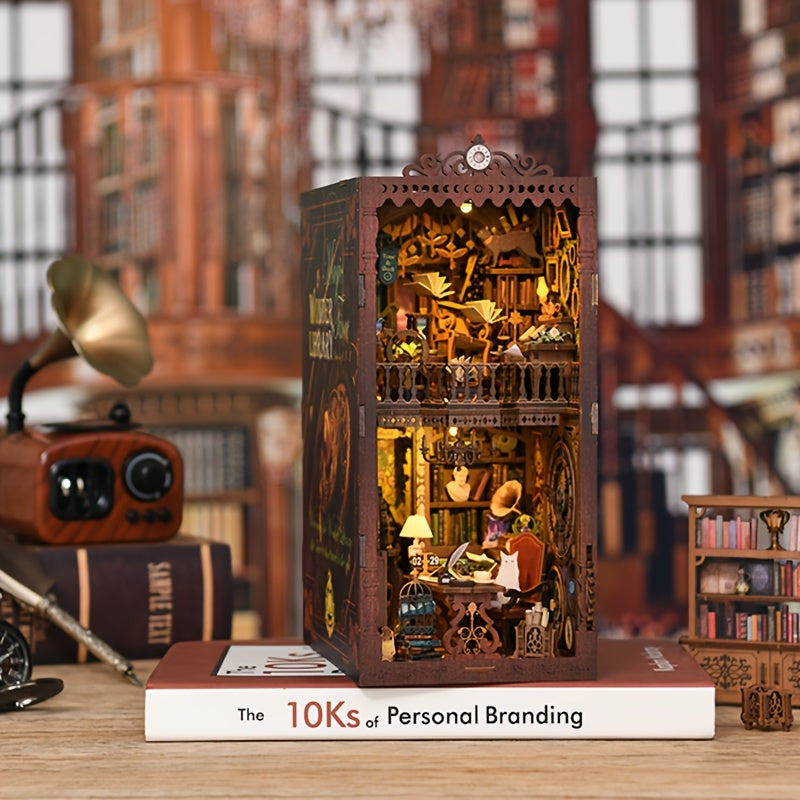 DIY Book Nook Miniature Model Kit, DIY Dollhouse Book Nook, 3D Puzzle, Home Decor; Suitable for Valentine's Day, Halloween, Thanksgiving, and Birthday Gifts