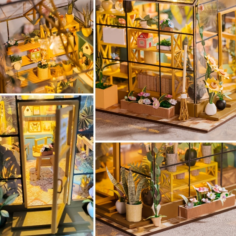 DIY 3D Bookend Kit, DIY Miniature Dollhouse Book Corner Kit - Sunshine Flower House, 3D Building Model Kit 3D Puzzle Bookends and Bookshelves Insert Decoration, DIY Small House 3D Bookend Craft Model, 3D Educational Miniature Bookend House, Birthday