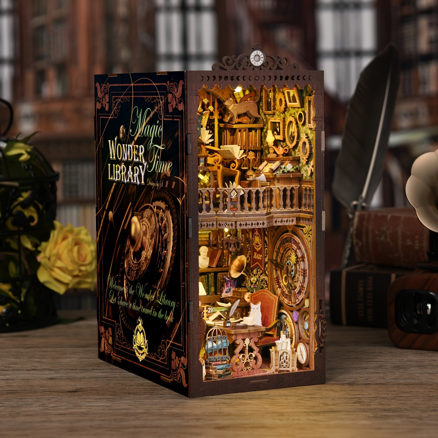DIY Book Nook Miniature Model Kit, DIY Dollhouse Book Nook, 3D Puzzle, Home Decor; Suitable for Valentine's Day, Halloween, Thanksgiving, and Birthday Gifts