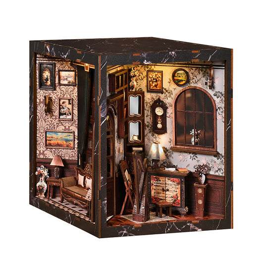 DIY 3D Bookend Kit, Book Nook Kit, DIY Miniature Dollhouse Bookend Kit - European Music Box, 3D Building Model Kit, 3D Puzzle Bookend, Insert Decoration, DIY Miniature Bookend Craft Model, 3D Educational Miniature Bookend House, Birthday Gift for Fam